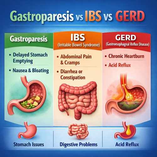 Gastroparesis vs IBS vs GERD