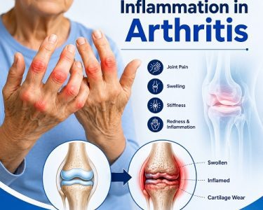 Person experiencing arthritis swelling in the hands with visible joint inflammation and stiffness.