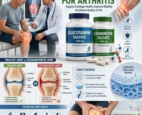 Glucosamine for Arthritis supplement supporting cartilage health, joint mobility, and arthritis relief in knee and hand joints.