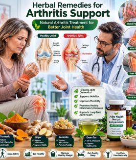 Herbal remedies for arthritis support featuring natural herbs, healthy joints, and holistic approaches to improve joint health and mobility.