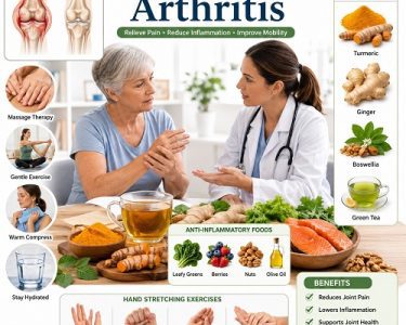 Natural Remedies for Arthritis showing herbal support, home remedies, and natural pain relief methods for improving joint health and reducing arthritis symptoms.