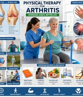 Physical therapist helping an arthritis patient perform joint mobility exercises for pain relief and rehabilitation.