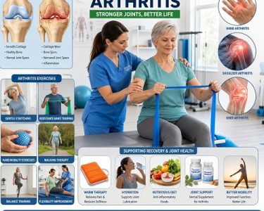 Physical therapist helping an arthritis patient perform joint mobility exercises for pain relief and rehabilitation.
