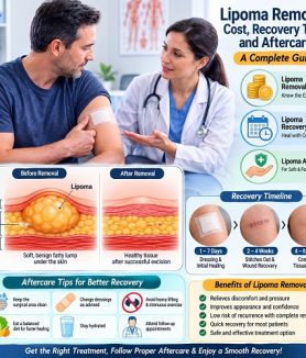 Lipoma removal cost, recovery time, and aftercare following surgical lipoma removal treatment.