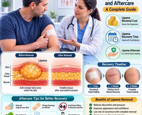 Lipoma removal cost, recovery time, and aftercare following surgical lipoma removal treatment.