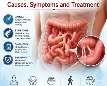 Abdominal adhesions causes, symptoms, and treatment illustration