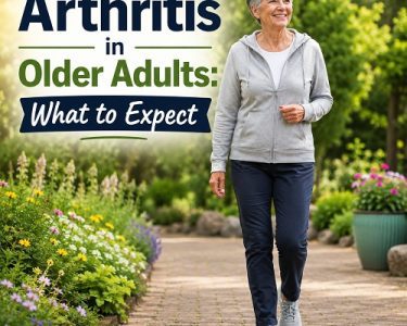 Older adult walking outdoors while managing arthritis and maintaining healthy joint movement
