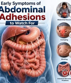 Early abdominal adhesions symptoms showing scar tissue affecting the intestines