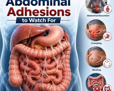 Early abdominal adhesions symptoms showing scar tissue affecting the intestines