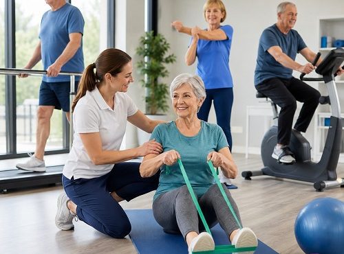 Person performing safe low-impact exercises for arthritis and joint mobility