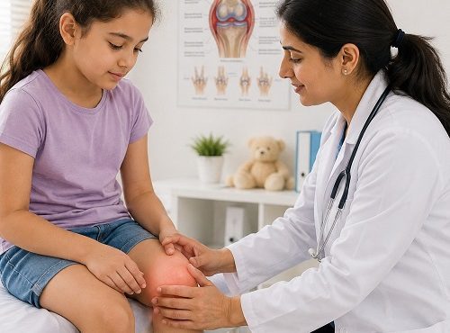 Juvenile Arthritis in children showing joint pain and inflammation