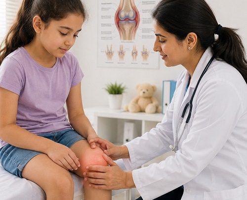 Juvenile Arthritis in children showing joint pain and inflammation