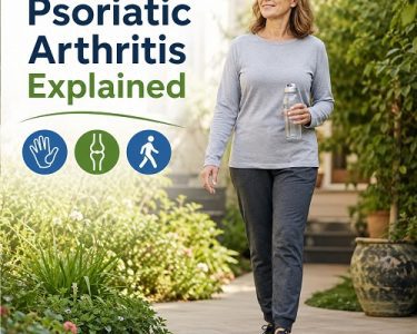 Person with Psoriatic Arthritis experiencing joint discomfort while walking outdoors