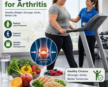 Weight loss for arthritis showing an adult exercising and following a healthy lifestyle to reduce joint pressure