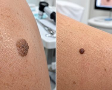 Seborrheic keratosis vs mole showing differences in skin growth appearance
