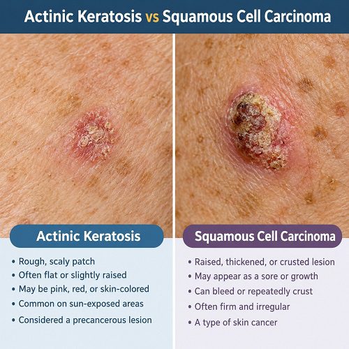 Actinic Keratosis vs Squamous Cell Carcinoma: How to Tell the Difference
