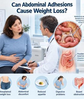 Can abdominal adhesions cause weight loss showing abdominal scar tissue and digestive symptoms
