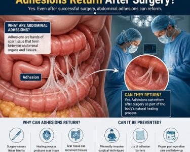 Recurrent Abdominal Adhesions after surgery showing abdominal scar tissue