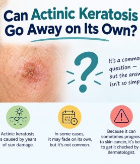 Actinic keratosis appearing as a rough, scaly patch on sun-damaged skin
