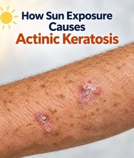 Actinic keratosis caused by chronic sun exposure and UV radiation on sun-damaged skin