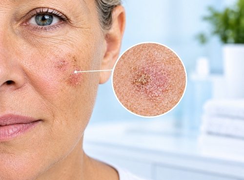 Imiquimod for actinic keratosis treatment cream applied to sun-damaged skin