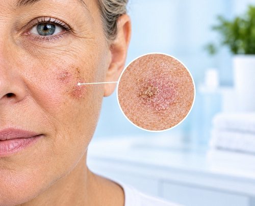 Imiquimod for actinic keratosis treatment cream applied to sun-damaged skin