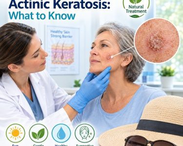 Natural treatment for actinic keratosis with sun protection and gentle skin care