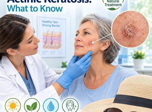 Natural treatment for actinic keratosis with sun protection and gentle skin care