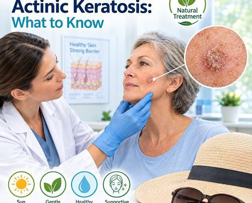 Natural treatment for actinic keratosis with sun protection and gentle skin care