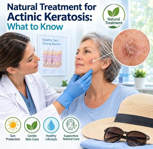 Natural treatment for actinic keratosis with sun protection and gentle skin care