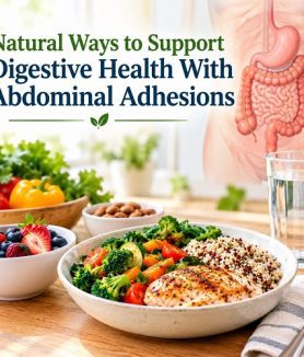 Natural support for abdominal health with healthy foods and digestive wellness