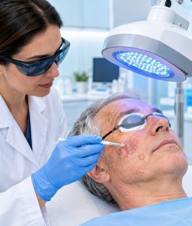 Photodynamic therapy for actinic keratosis treatment on sun-damaged skin