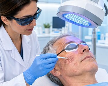 Photodynamic therapy for actinic keratosis treatment on sun-damaged skin