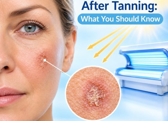 Actinic keratosis from tanning and UV-related skin damage