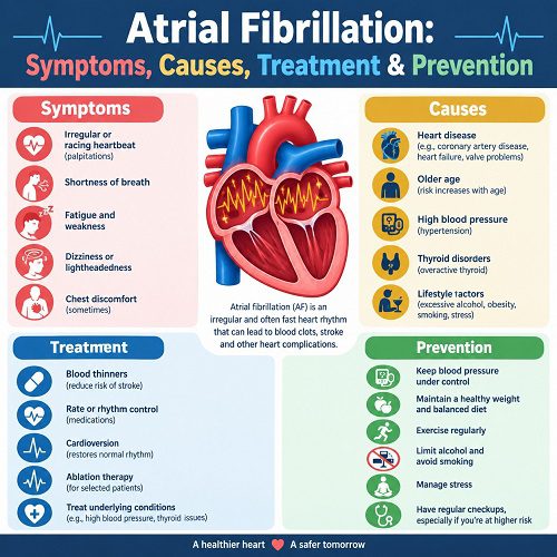 Atrial Fibrillation: Symptoms, Causes, Treatment and Prevention