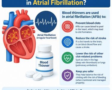Doctor explaining how blood thinners for atrial fibrillation help prevent blood clots and reduce stroke risk.